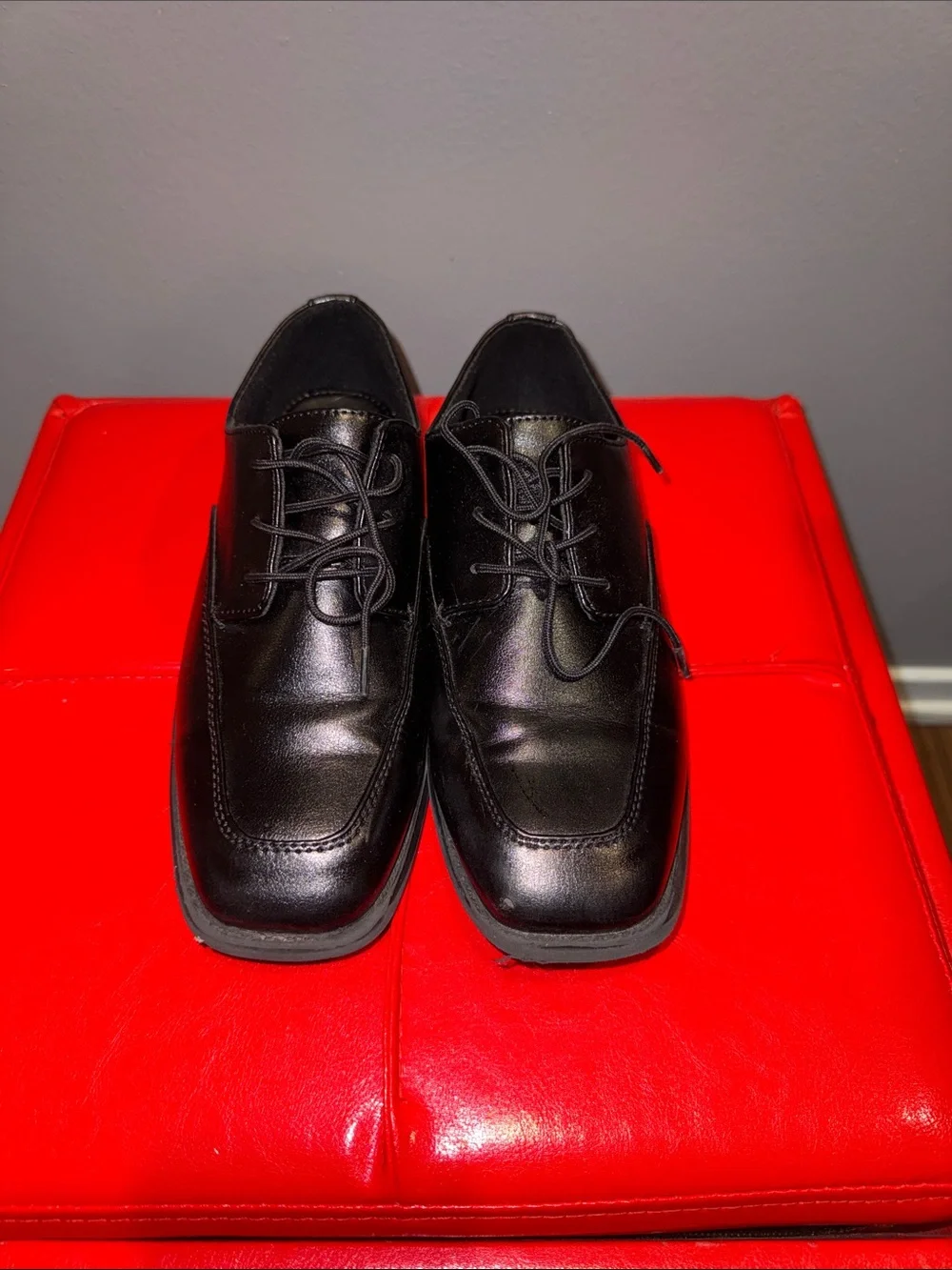 Men's Black Leather Lace-Up Dress Shoes